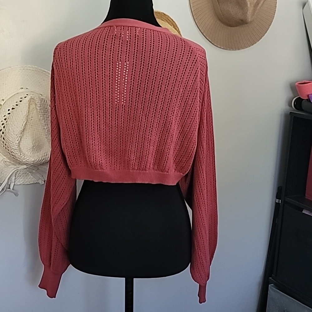 Francesca's Collections Pink Knit Sweater Shrug - Picture 4 of 7